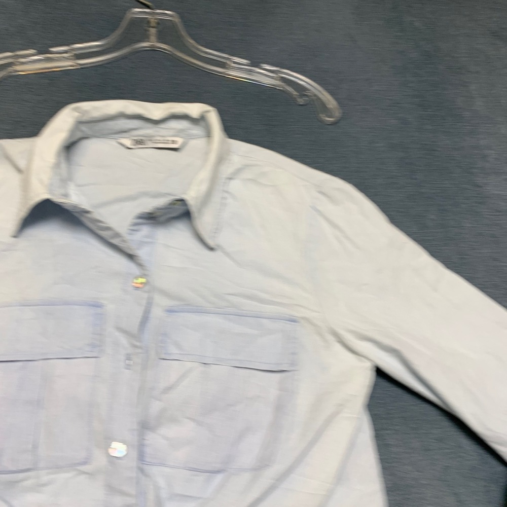Zara Cropped Shirt Womens Small Light Blue Tie Front Utility Pockets Minimalist - Picture 4 of 16